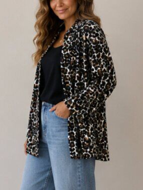 Joseph Ribkoff Leopard Print Open Front Cardigan Jacket Size 16